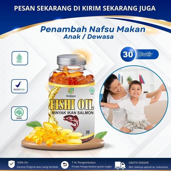 

Terlaris Fishi Oil Vitamin Anak - Minyak Ikan Salmon Untuk Otak Anak - Penambah Nafsu Makan Anak Isi 30 Butir