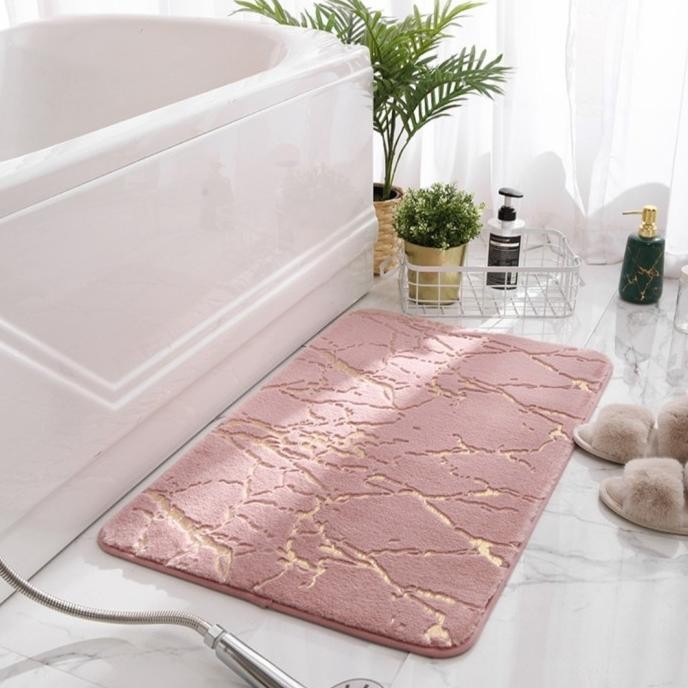 Ready Ideame Keset Kaki Anti Slip Marble / Memory Foam Mat Marble Coral / Keset Mewah Keset Motif Ma
