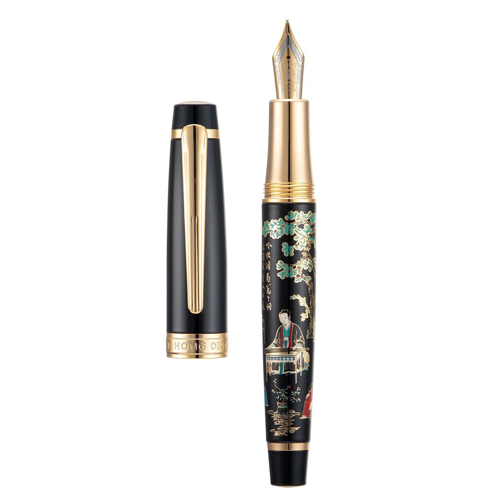 

Hongdian 231 Chinese Metal Fountain Pen, Iridum Ef/F Nib With Chinese Painting Design, Smooth Writing Pen With Ink Converter