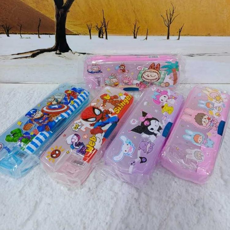 

''Terlaris" Kotak Pensil Magnet Transparant Oval Sanrio Pencil Case Murah