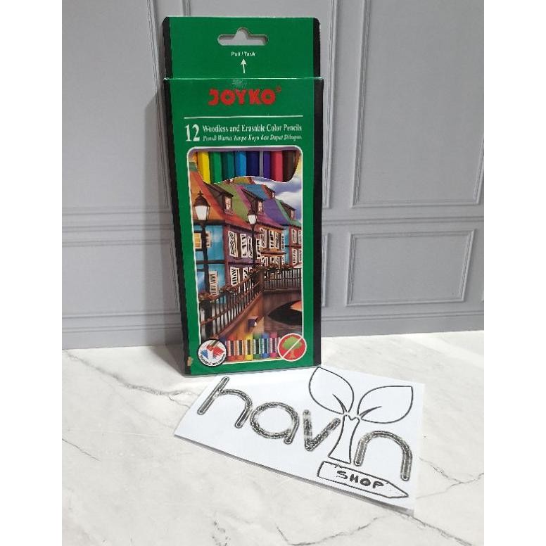 

''Terlaris" Pensil Warna 12 Warna Ukuran Panjang Bisa Dihapus Merek Joyko Cp-109/Woodless And Erasable Murah