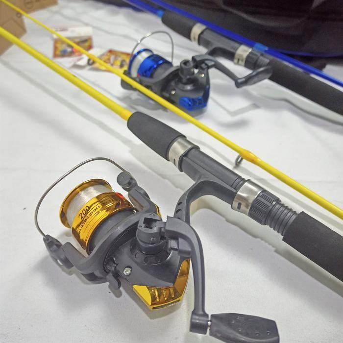 2 Full Set Alat Pancing Joran Sambung 120-150 Cm Tas Shimano Reel 5Bb Lengkap Isi 2 Set Pancingan Ik