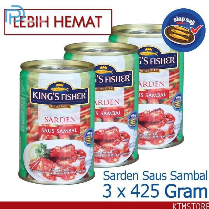 

BARU KTMSTORE KING'S FISHER PAKET 3 PCS SARDEN SAUS SAMBAL 425G MAKANAN KALENG KINGS FISHER