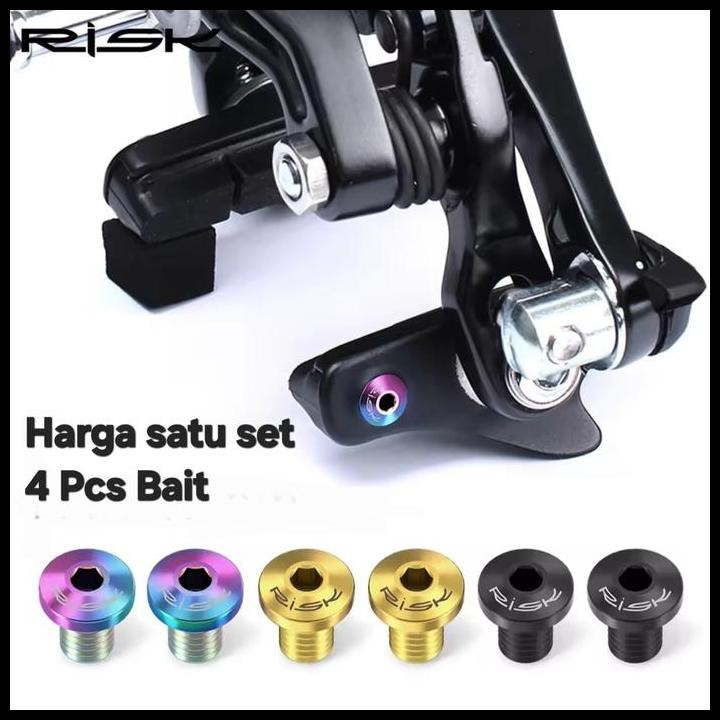 Risk Titanium Baut Brake Pad Rem U C Brake Baut Kaliper Kampas Rem C Brake Sepeda Roadbike Rt060