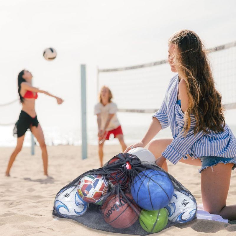 Tas Jaring Penyimpanan Bola Keranjang Bola Jaring Bola Sepak Kapasitas Besar Kantong Jaring Olahraga