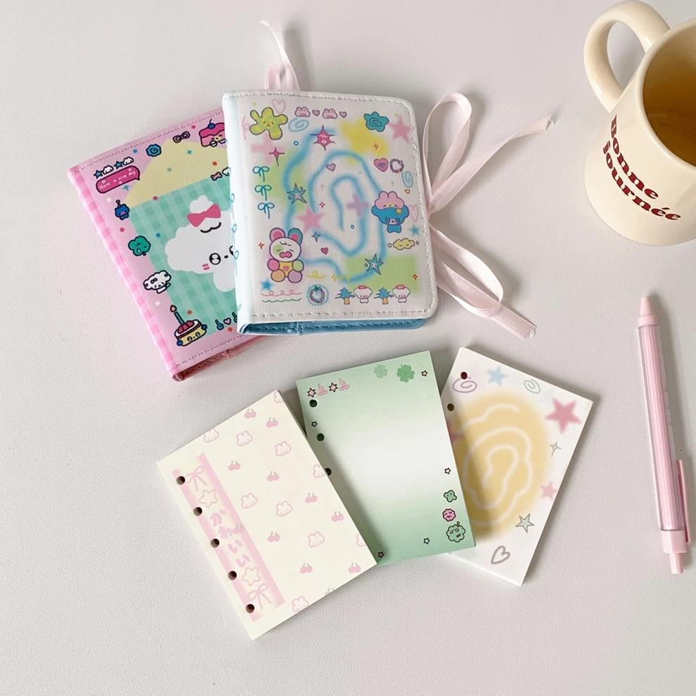 

Ins Style Mini M5 Looseleaf Notebook Kawaii Girl Style Diary Portable Account Book Error Correction Book Girl Goo Sticker Book