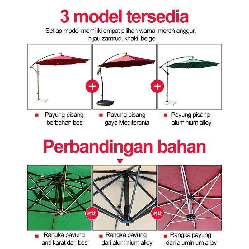 Tenda Payung Gantung/Payung Taman Outdor/ Payung Gantung/ Taman -Hijau Tua Outdoor Umbrella Pelindun