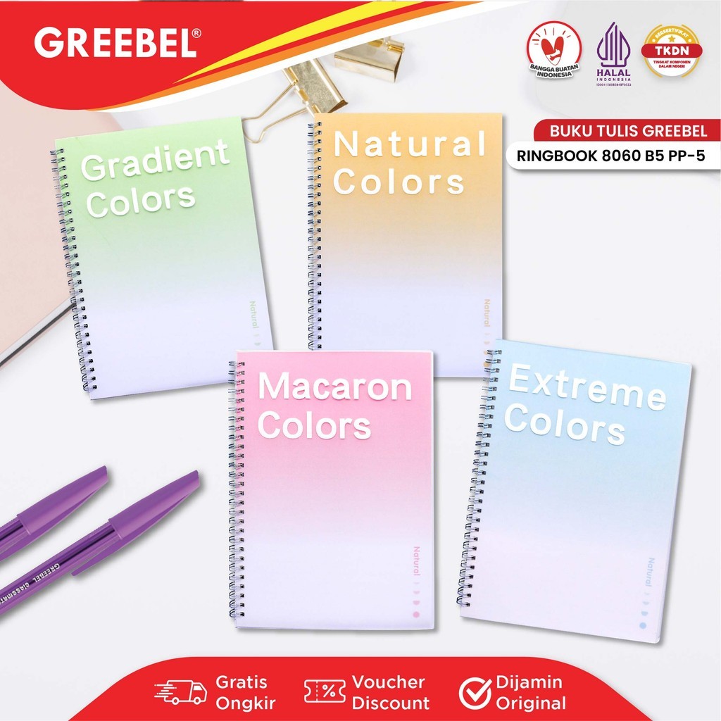 

GREEBEL RINGBOOK 8060 B5 PP-5 / Agenda Planner Lucu unik / Buku Catatan Spiral Ring book isi 60 halaman