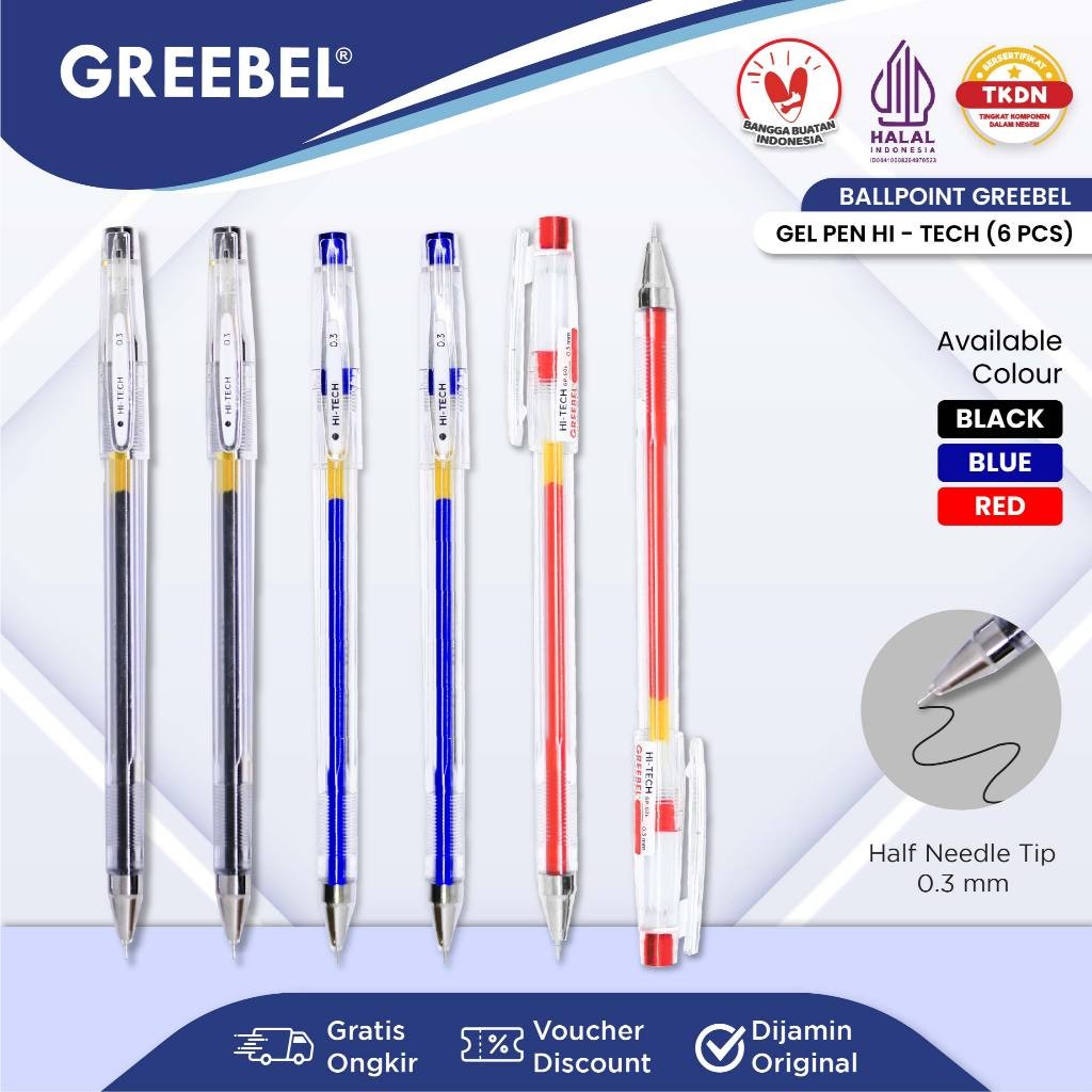 

GREEBEL Pulpen Gel / Gel Pen GP-506 Hi-Tech 0.3 (6PCS/SET) / Ballpen Gel Ballpoint Bolpen Bolpoin Pena Gel