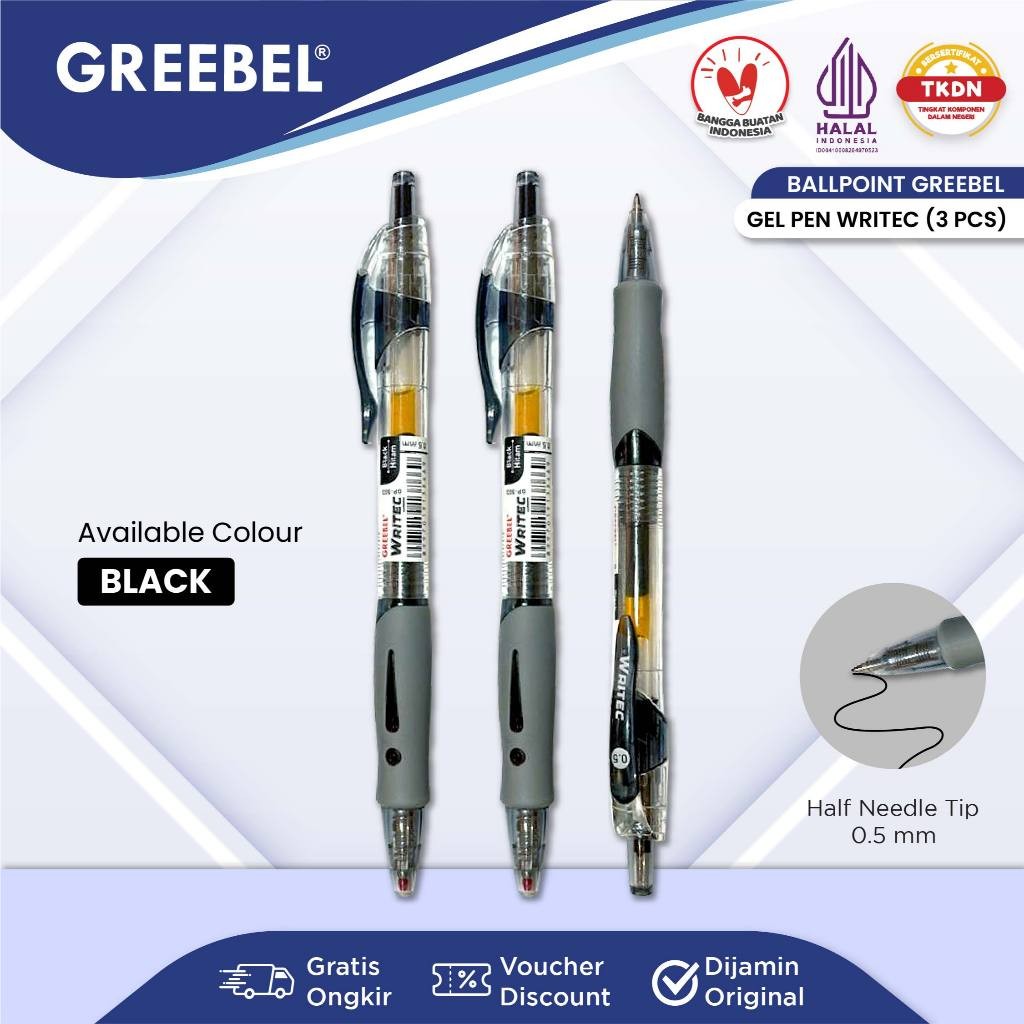

GREEBEL Pulpen Gel / Gel Pen Writec GP-503 0.5 Hitam (3PCS/SET) Ballpen Gel Ballpoint Bolpen Bolpoin Pena Gel
