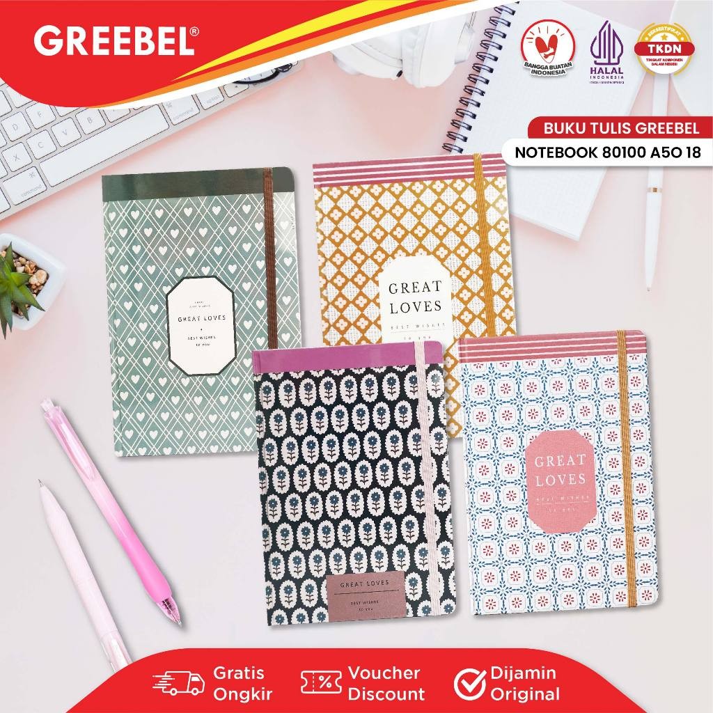 

GREEBEL Notebook Buku Diary Aesthetic / Notebook 80100 A50 18 / Buku Note Binder 100 Halaman / Buku Tulis Lucu Pastel