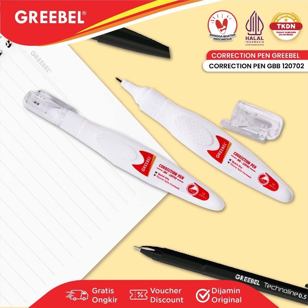 

GREEBEL Correction Pen / GBC 120702 (1PCS) / Penghapus Pulpen Cair / Tipe x / Tip X Cepat Kering