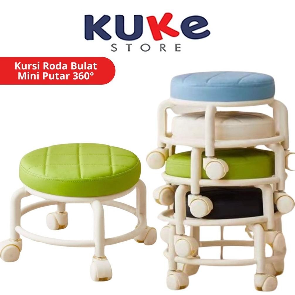 Kursi Roda Bulat Mini Putar 360 / Bangku Jongkok Busa Empuk Plastik Kecil Rendah Santai Anak Dewasa 