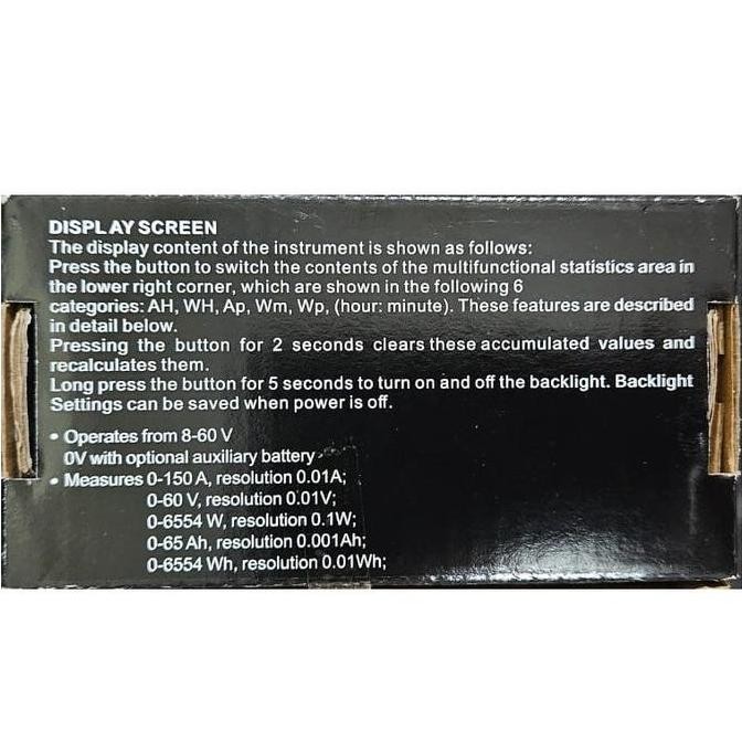. DC Digital Power Meter - Wh Ah Watt Voltage Ampere