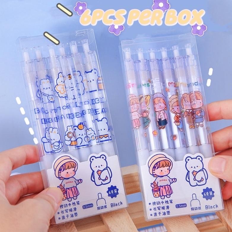 

KEKINIAN 6 PCS/SET 0.5MM TINTA HITAM TEKAN KARTUN LUCU GEL PENA KANTOR SISWA PENA ALAT TULIS TERLARIS