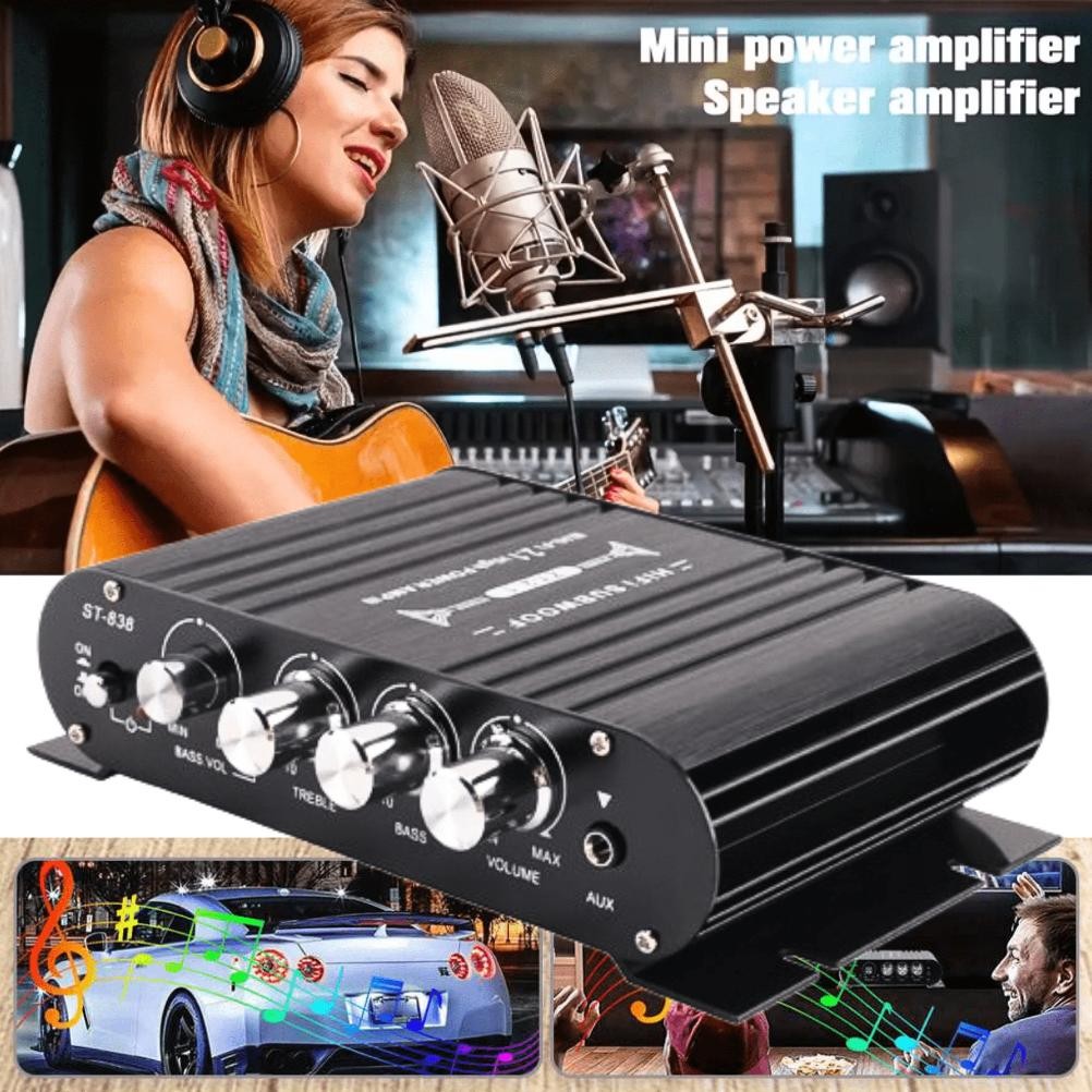 PUSAT LVPIN Ampli Amplifier HiFi Bluetooth super bass mini Audio 12v Treble Bass Booster ST 838