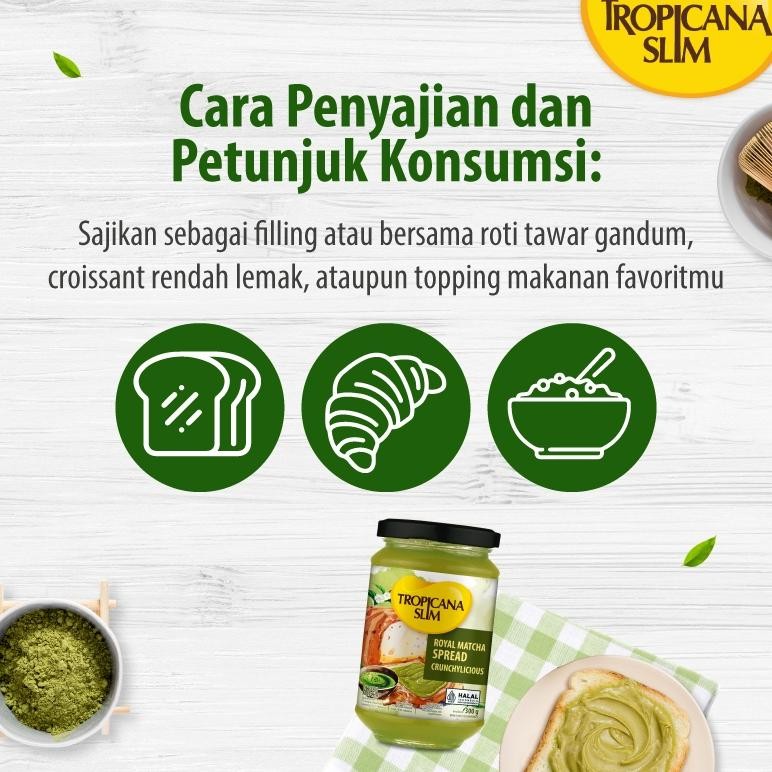 

Tropicana Slim Royal Matcha Spread 300 Gram - Selai Matcha Bebas Gula Pasir (Baru)