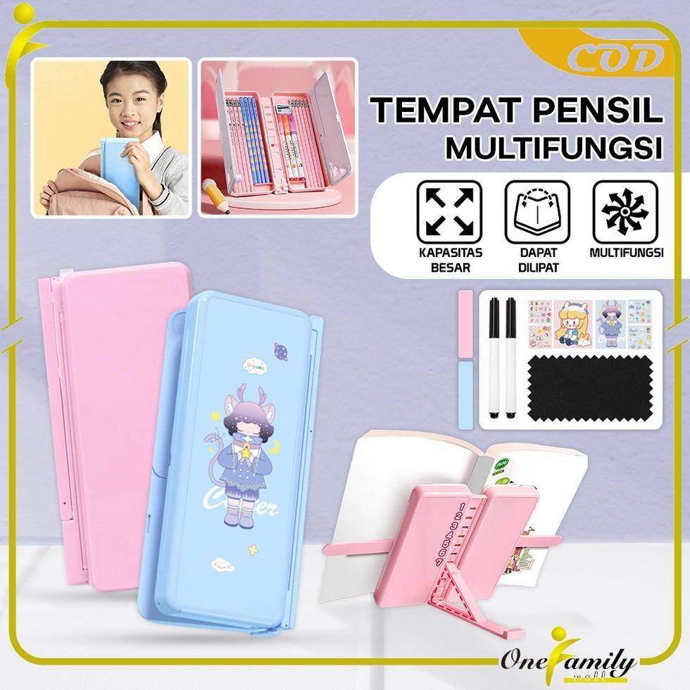 

ONE-A73 Tempat Pensil 2IN1 Multifungsi dengan Tatakan Buku dan Papan Tulis Praktis / Kotak Pensil Lipat Tempat Penyimpanan Alat Tulis Anak Sekolah / Pencil Case Book Holder Import