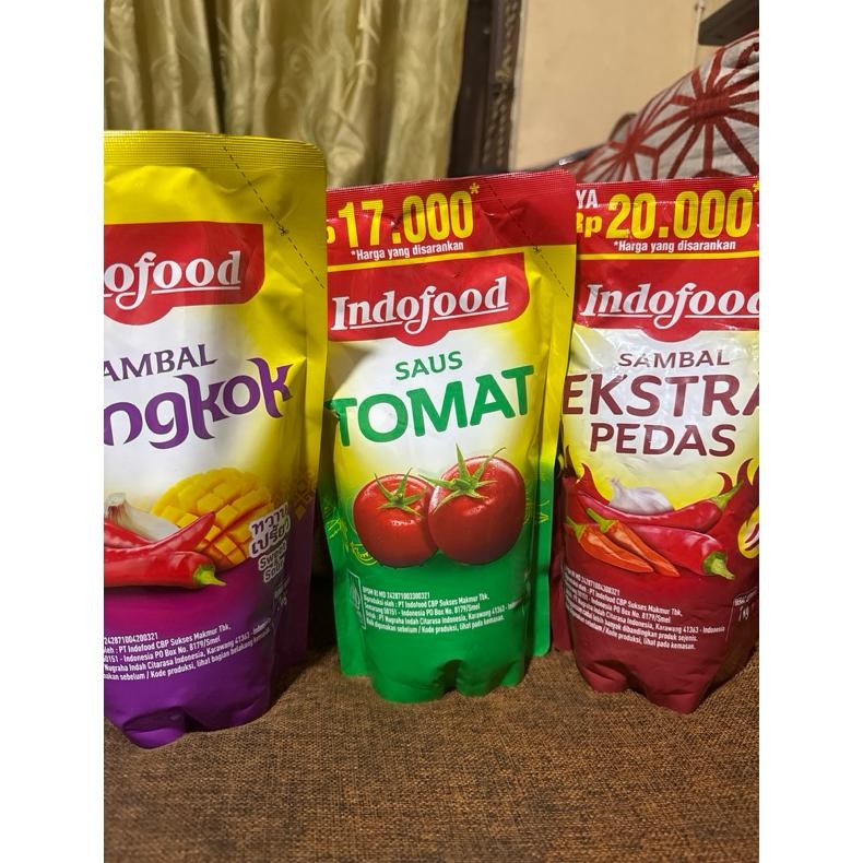 

Indofood Sambal ekstra pedas/Sambal Bangkok/ Saos Tomat 1 KG