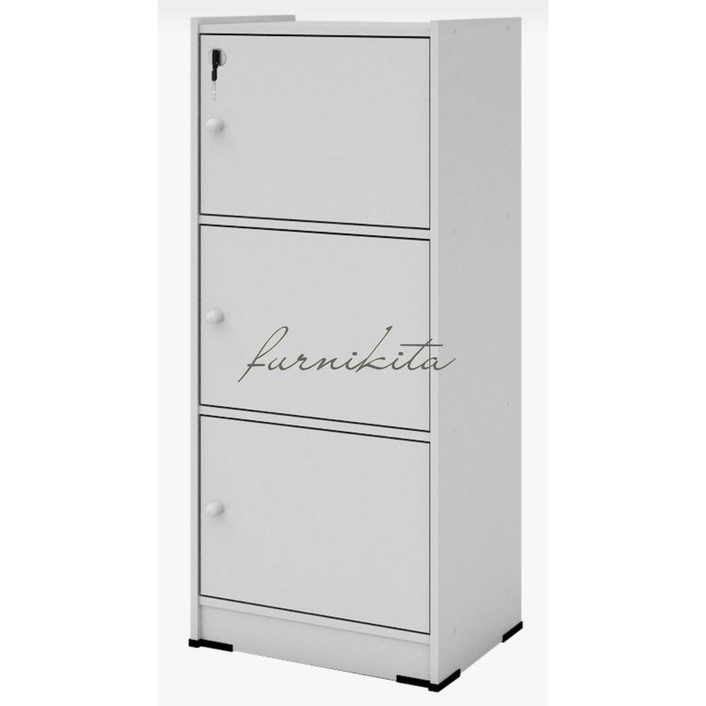 

TERLARIS JTR - Rak Buku 3 Pintu Kayu Serbaguna Dengan Kunci Siap kirim