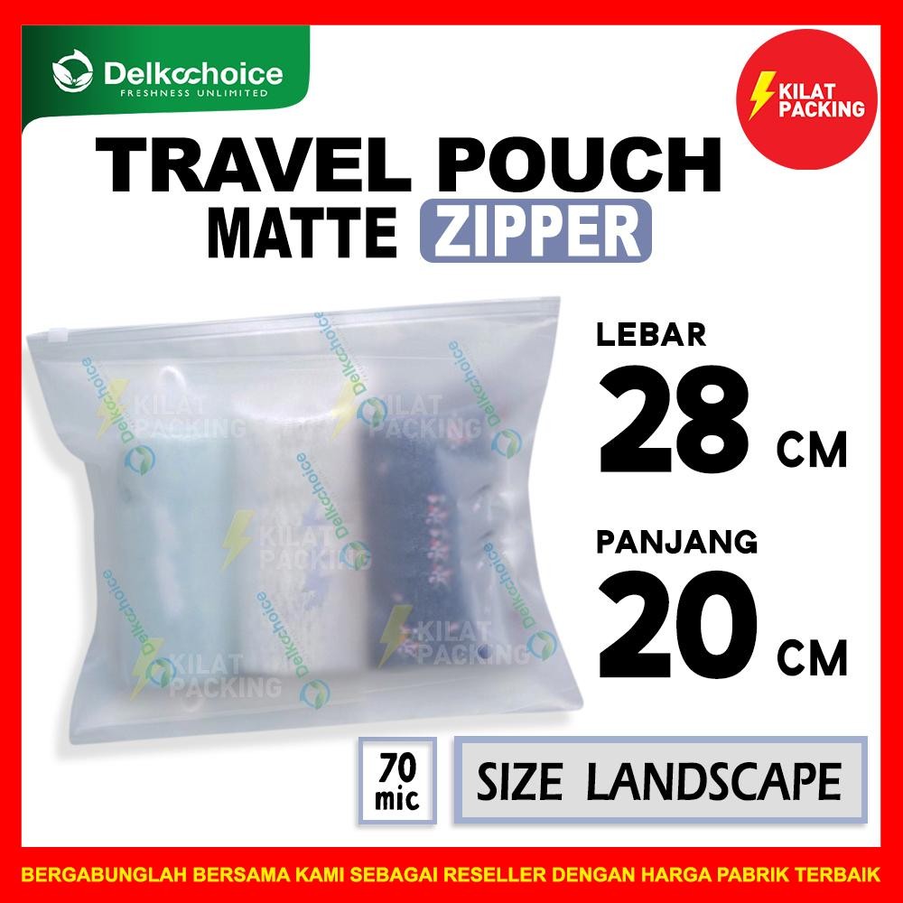 Travel Pouch Organizer Matte Zipper Size Landscape - Kantong Zip Lock Baju / Make Up Kosmetik Satuan