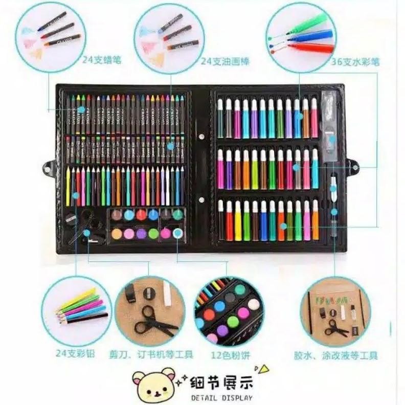 

Terbaru 150Pcs Crayon Set Art Set Isi 150 Pcs Pensil Warna Set Anak Crayon Full Set Alat Lukis