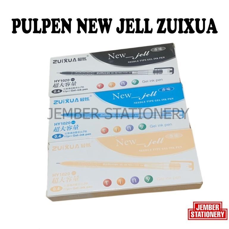 

Berkualitas (12Pcs) Bolpen New Jell Hitam Biru Merah / Gel Ink Pen Zuixua Apple