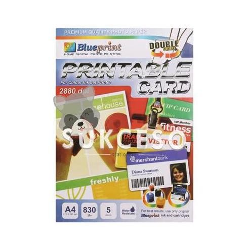 

JUAL Blueprint PVC ID Name Card A4 830 Micron 5 Set Kertas Nama