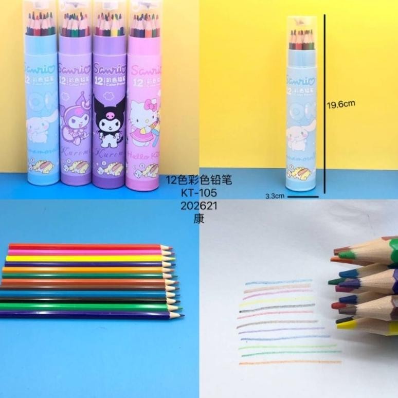 

Cod Pensil Warna Tabung Karakter Sanrio Kuromi Cinamoroll Isi 12 Warna & 24 Warna