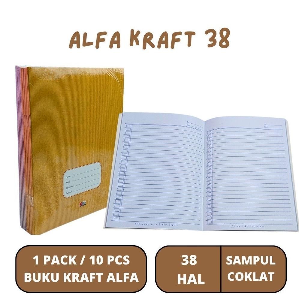 

Promo (10Pcs) Buku Tulis Kraft Alfa / Buku Catatan Sekolah Sampul Coklat Alfa 32 & 38 Motif