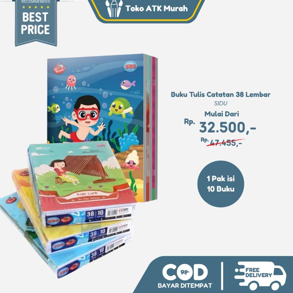 

Cod Buku Tulis Sidu Sinar Dunia 38 Lembar 1 Pak Isi 10 - Buku Sekolah Skola