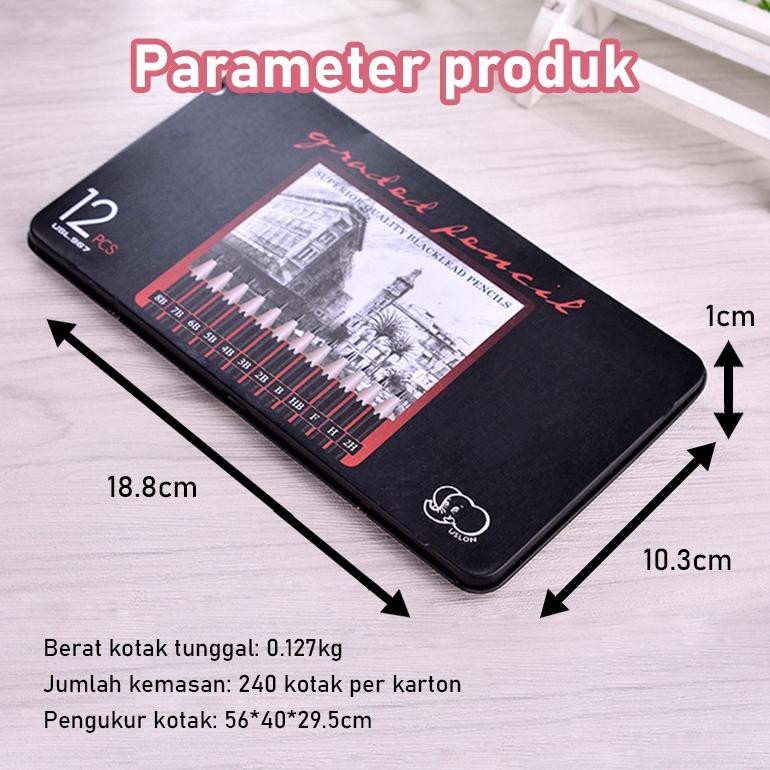 

New 12 Pcs Pensil Gambar Sketsa Set Lengkap 2H H F B Hb 2B 3B 4B 5B 6B 7B 8B Charcoal Pensil Set