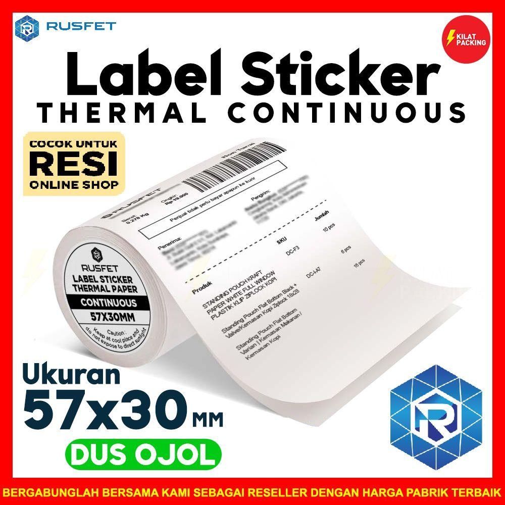 

Label Sticker Stiker Thermal Continuous Rusfet Lebel 57X30 Dus Ojol