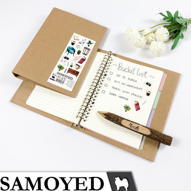 

TERMURAH Binder Note / Loose Leaf Binder A5 - 20 Ring Aesthetic / Esthetic / Vintage Hardcover Kraft Samoyed BNSV-11