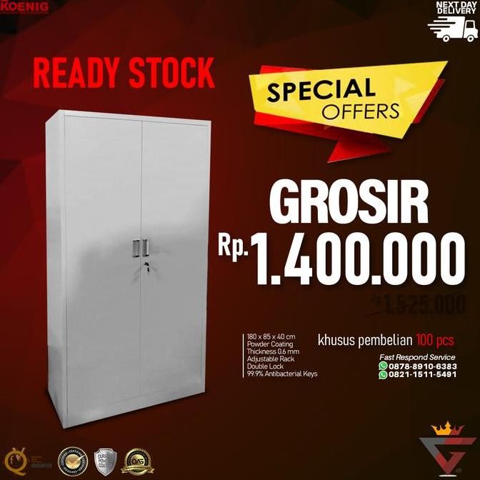 

HRG DISKON Lemari Arsip Besi 2 Pintu Ayun Full Plat Kantor Dokumen