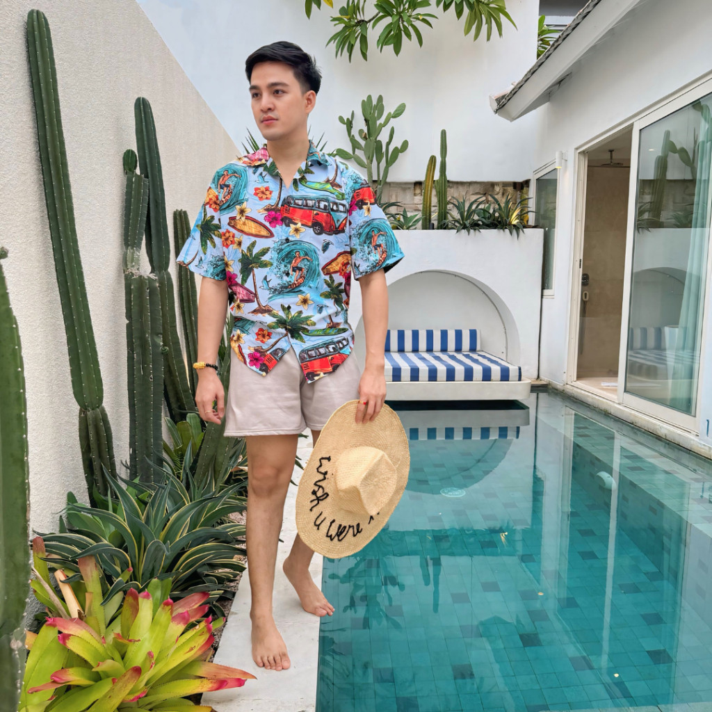 Dowear Baju Kemeja Motif Kekinian Cowok Cewek Bali Pantai Surfing Hawai Jumbo Surfing 069