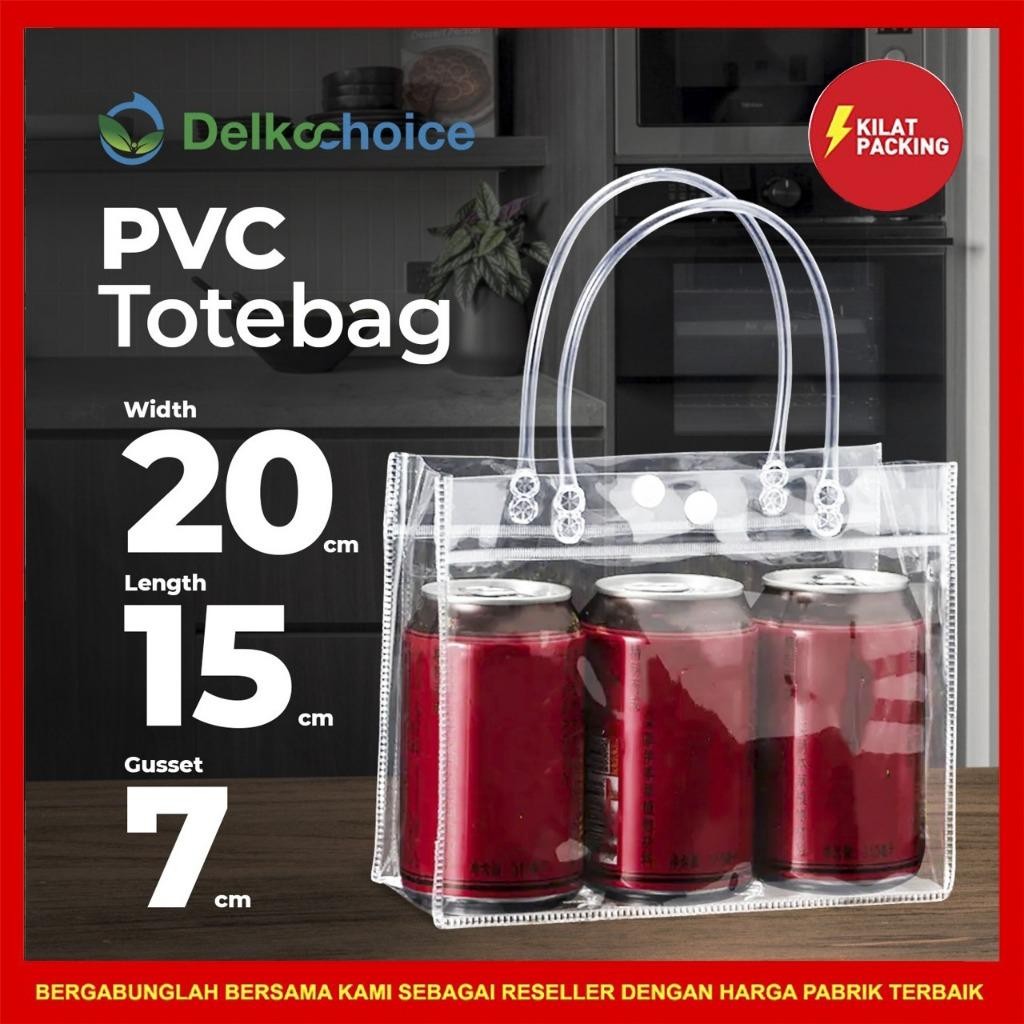 

Tas Mika Pvc Transparan Goodie Bag Hampers Souvenir Ultah Polos Premium Tote Bag Delkochoice 20X15+7Cm
