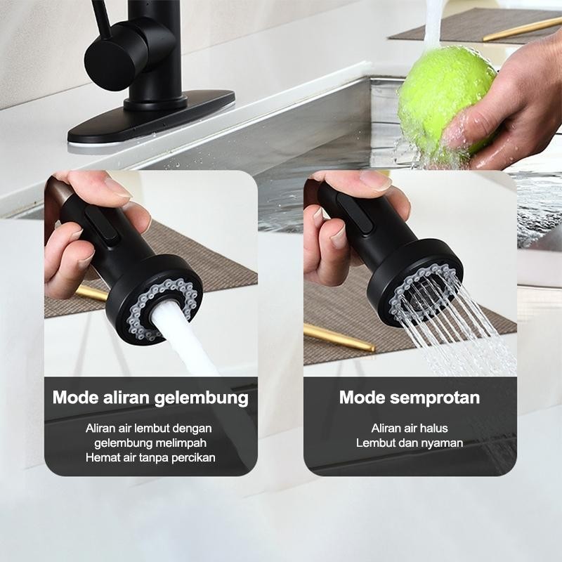 Kran Sink Tarik Rotasi 360 /Kran Sink Tarik Rotasi 360/Keran Angsa Fleksibel/Kran Air Cuci Piring Te