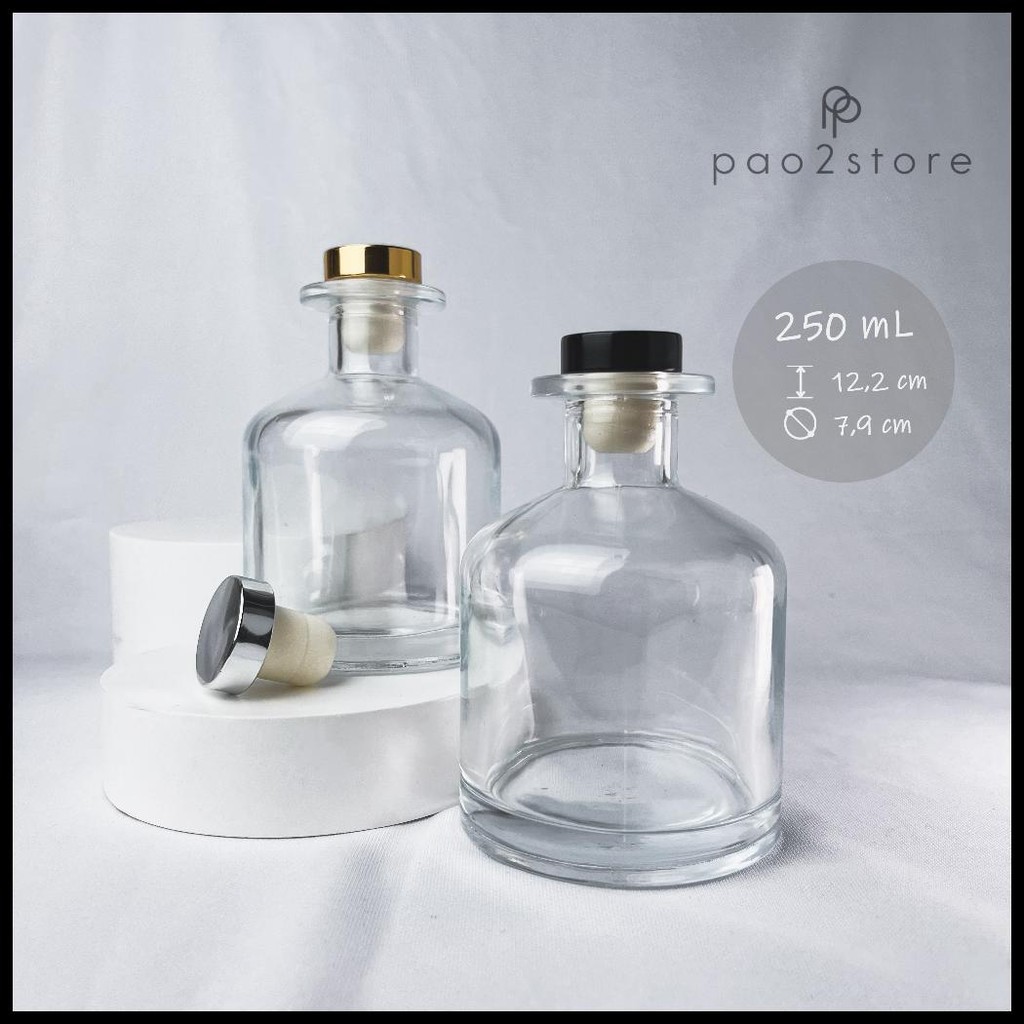 BOTOL REED DIFFUSER 250ML BESAR - VAS / BELLY POT - KACA TEBAL - AROMATHERAPY / PENGHARUM RUANGAN / 