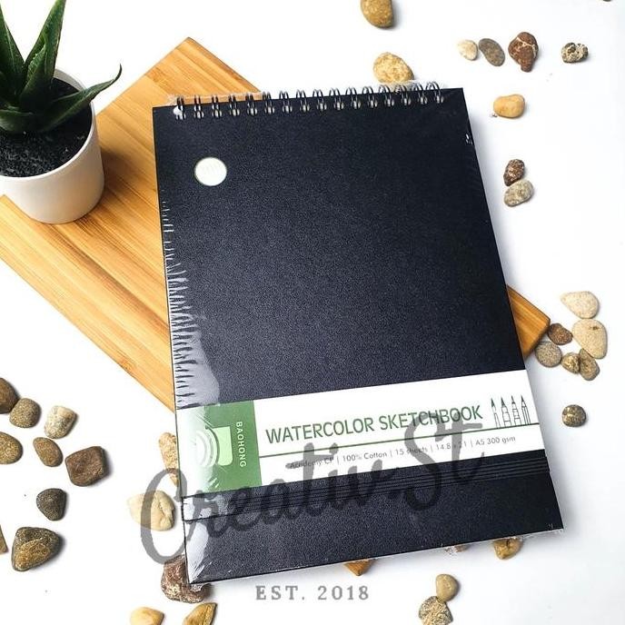 

Hot Promo !!! Baohong Academy Buku Cat Air Watercolor Sketchbook 300Gsm 100% Cotton A6 A5