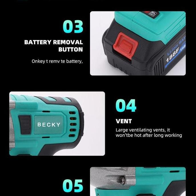 Promo | Impact Wrench Cordless 188V 560N/M 2 Baterai Mesin Impact Buka Baut Bor Impact Baterai Inpek