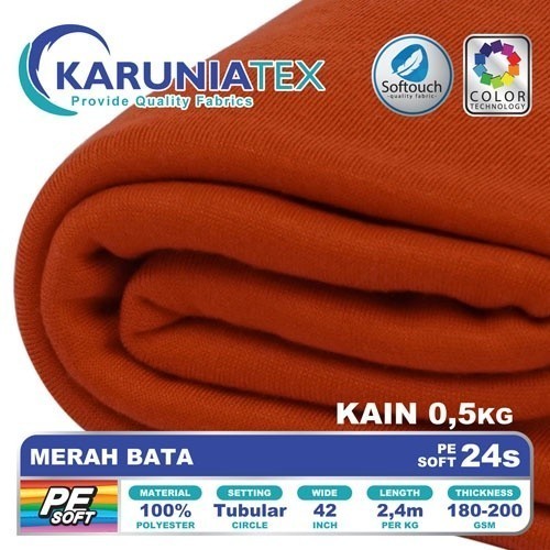 Kain Kaos PE Soft 24s Kiloan | Merah Bata | Karunia Textile