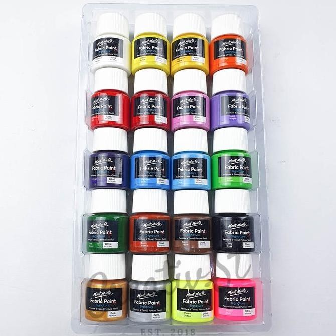 

New Collection !!! Mont Marte Signature Fabric Paint 20 Color Set Cat Kain 20 Ml Pmhs0077