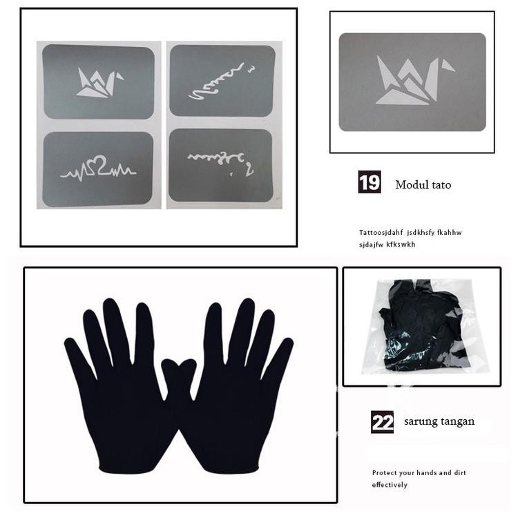 Mesin Tato Full Set - Alat Tatto - Tattoo Machine - Set Tato - Tattoo Kit Bonus Tinta