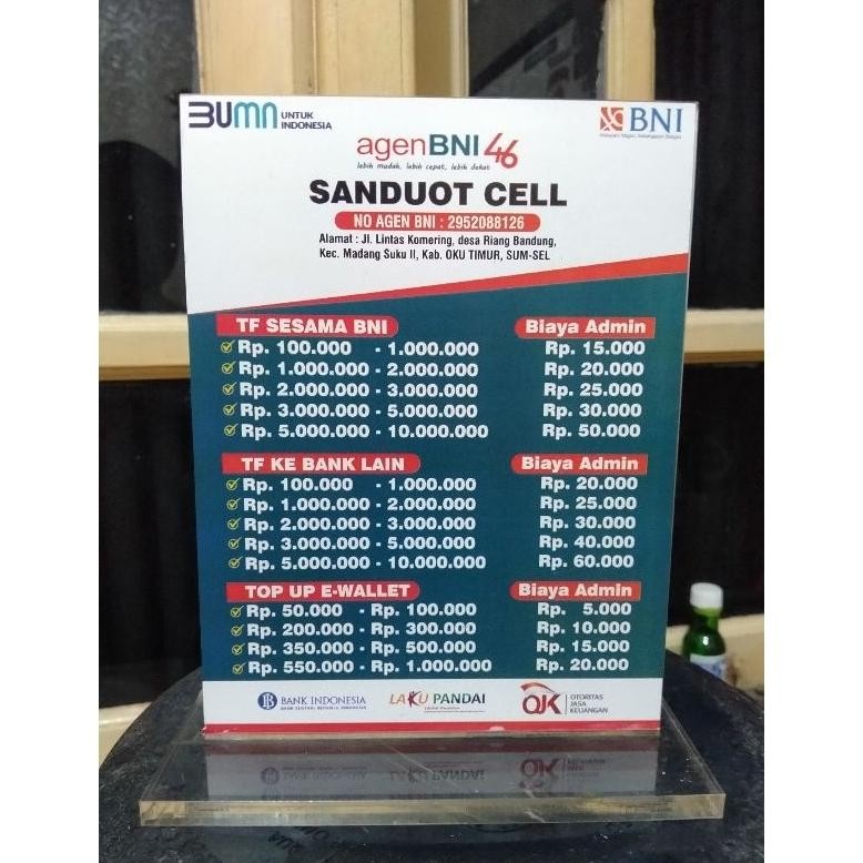 

Bisa Request Daftar Harga Agen Bni Akrilik 15X20