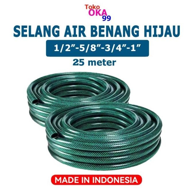 NEW SELANG AIR 1/2 5/8 3/4 SELANG AIR BENANG HIJAU ANTI LUMUT 25 METER