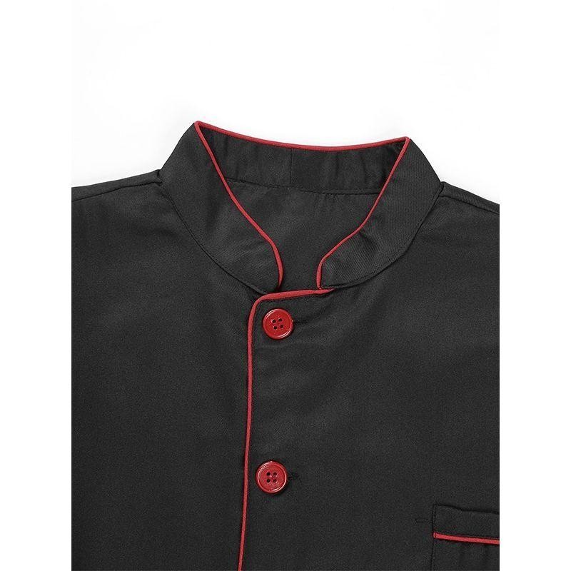 Baju Chef Pria/Wanita Baju Koki Chef Unisex Chef Jacket Hitam Seragam Chef Baju Masak Koki Lengan Pe