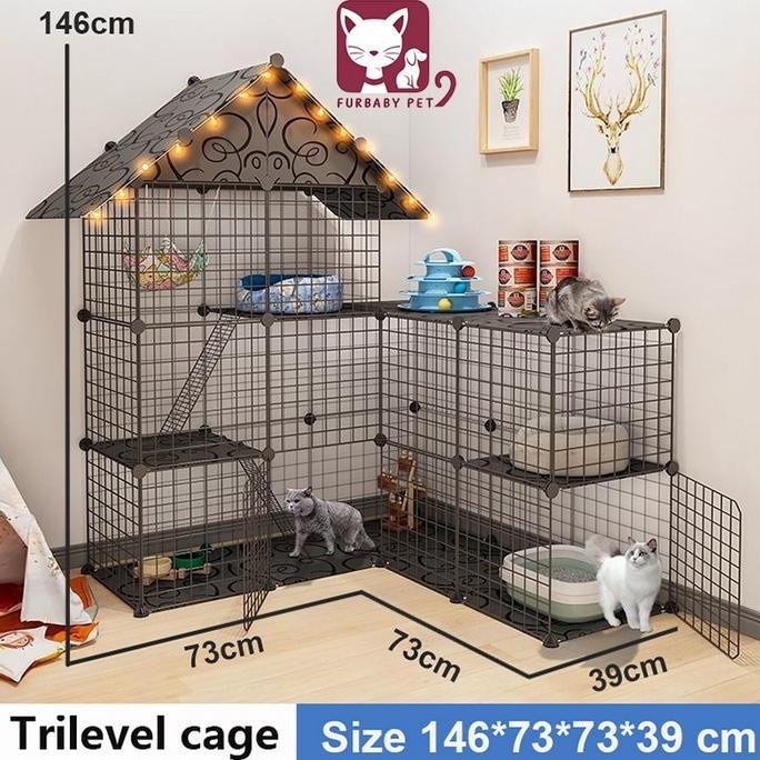 1 Set Kandang Kucing Besar Pagar Kucing Pembatas Tingkat Kandang Hewan peliharaan kandang  kucing ka