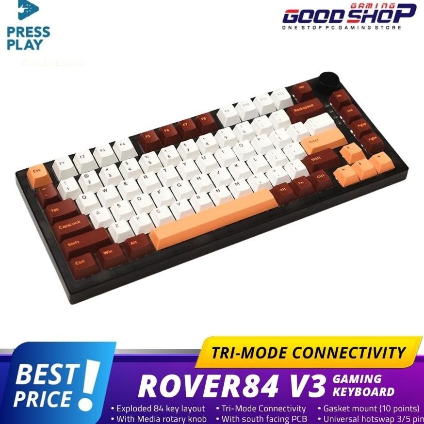 ''Terlaris" Press Play Rover84 V3 Wireless Mechanical Keyboard Gasket Mount