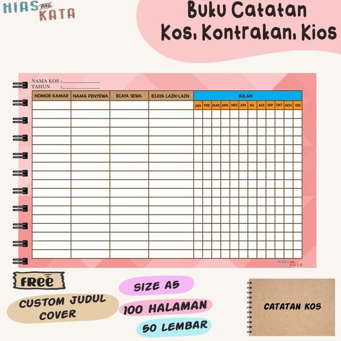 

Buku Rekap Kosan isi 100 Halaman A5 ( Free Custom Judul Cover)